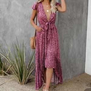 More To Love High Low Pocketed Tie Maxi Dress